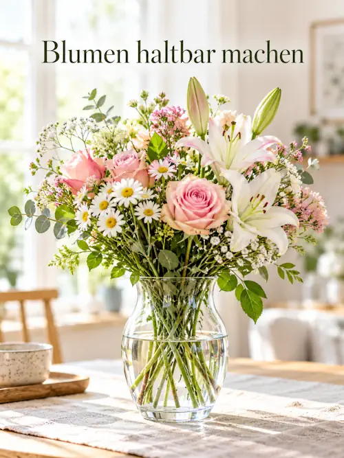 Schnittblumen in einer Vase mit Wasser